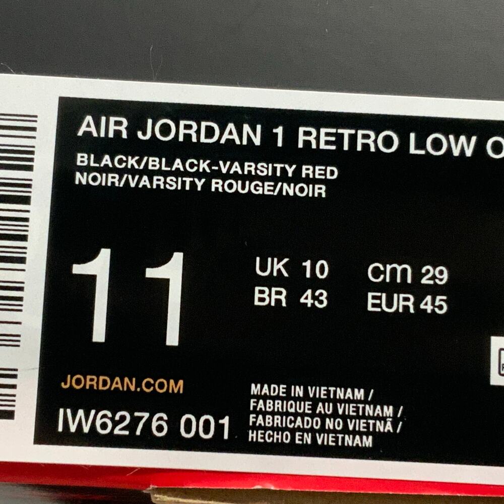 Air Jordan 1 Retro Low OG Banned 2026 IW6276 001 Size 11 Black Red Bred Low Top - Picture 9 of 9